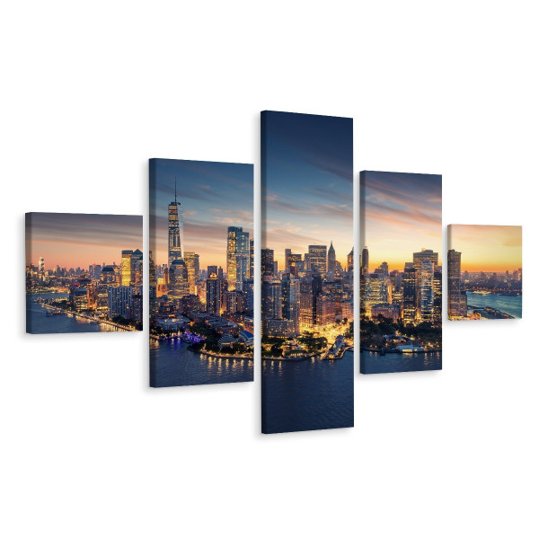 Obraz Wieloczęściowy Panorama Nowego Jorku 3D 250x150cm 138514