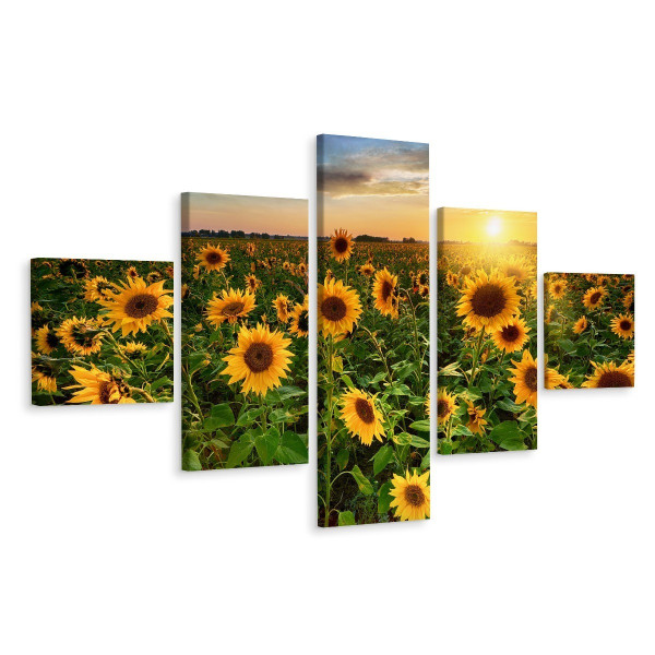 Obraz Wieloczęściowy Pole SŁONECZNIKÓW Pejzaż 3D 200x120cm 136819