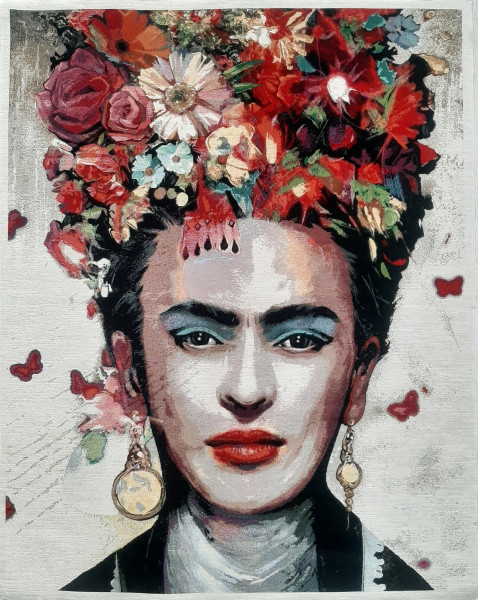 Obraz Z Tkaniny Tkany Dekoracja Ozdobny Hiszpański 88X110 Cm Frida Kahlo 524526