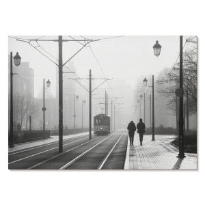 Obrazy na płótnie A4 Tramwaj mgła latarnie klimat projektu Visual Echo 1012506 Obrazy na płótnie A4 Tramwaj mgła latarnie klimat projektu Visual Echo 1012506