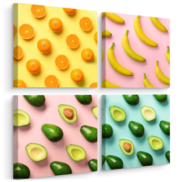 Obrazy SET Do Kuchni Owoce W Stylu Pop-Art 100x100cm 212698