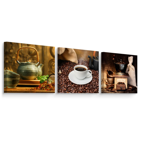 Obrazy SET Do Kuchni Świeża Kawa W Stylu Vintage 180x60cm 212706