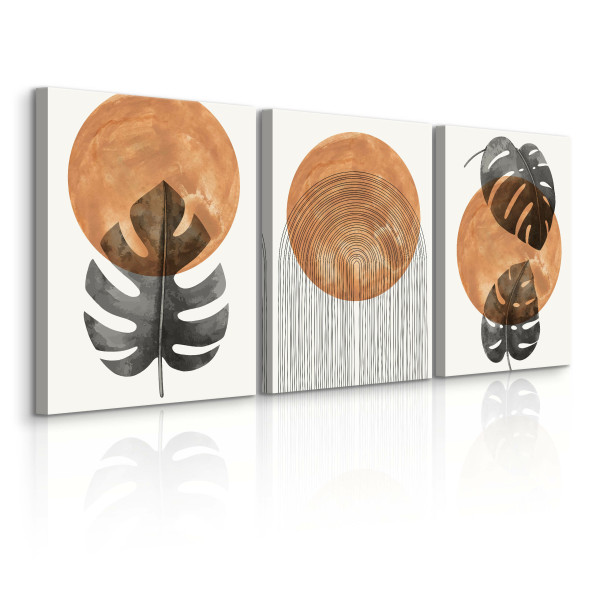 OBRAZY SET LIŚCIE MONSTERY AKWARELE STYL BOHO 90x40cm 343587