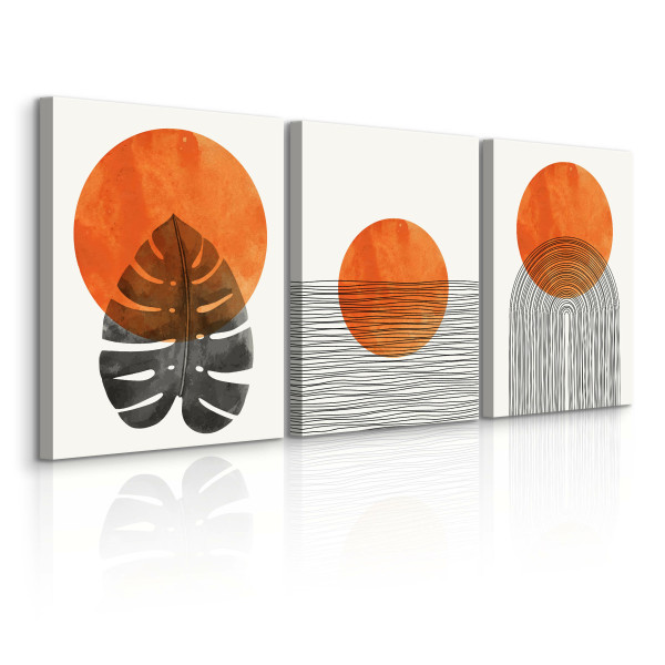 OBRAZY SET MARTWA NATURA LIŚĆ MONSTERY BOHO 90x40cm 343583