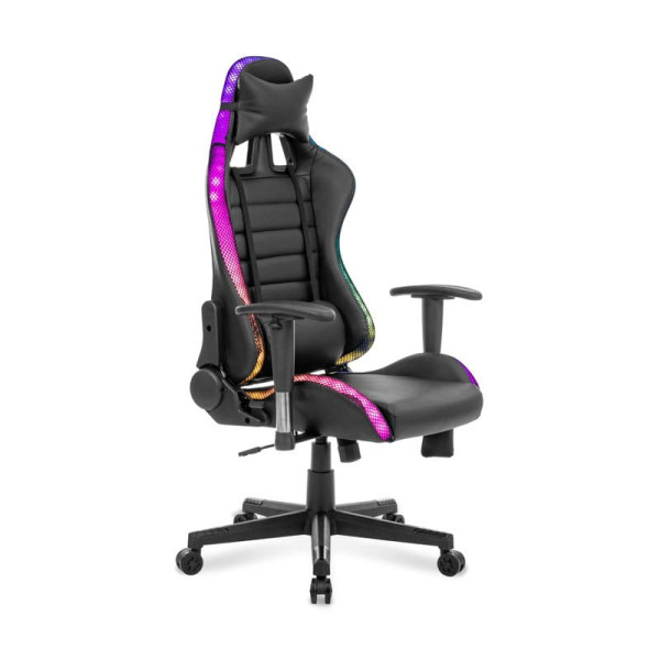 Obrotowy fotel gamingowy Skill RGB czarny z oświetleniem LED 949862
