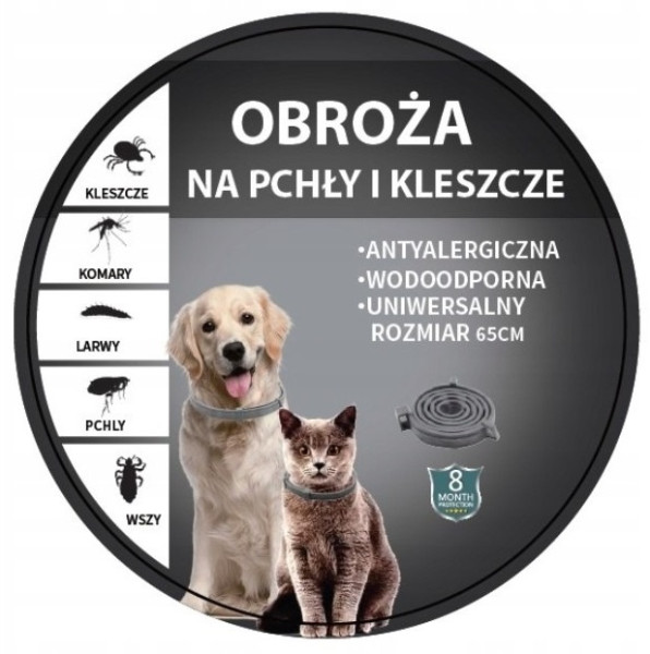Obroża na pchły i kleszcze dla psa/kota 65 cm – długa ochrona 8 miesięcy 963479