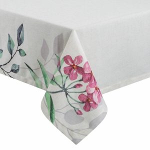 Obrus biały w kwiaty NATU/7 140×280 cm nowoczesny 723763 Obrus biały w kwiaty NATU/7 140×280 cm nowoczesny 723763