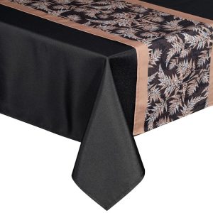 Obrus + bieżnik 140×220+33×220 Anita czarny zdobiony wzorem roślinnym 755405 Obrus + bieżnik 140×220+33×220 Anita czarny zdobiony wzorem roślinnym 755405