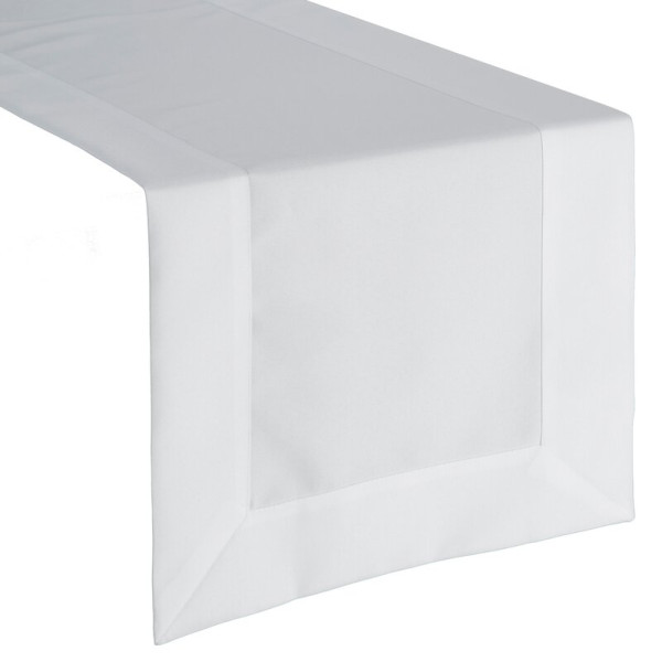 Obrus bieżnik 40x180 Lucy biały z delikatną białą lamówką 990376