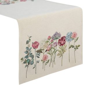 Obrus bieżnik 50×110 gobelinowy kremowy różowy kwiaty 410937