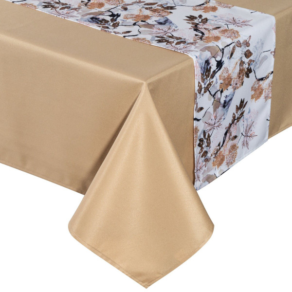 Obrus dekoracyjny z szarfą ANITA 140X180 + 33X180 beżowy 1021231