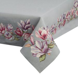 Obrus gobelinowy w kwiaty 140X180 popielaty 1021295 Obrus gobelinowy w kwiaty 140X180 popielaty 1021295