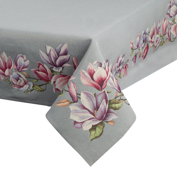 Obrus gobelinowy w kwiaty 140X180 popielaty 1021295