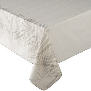 Obrus INES 11 145×350 cm beżowy botaniczny wzór liści palmy 1021238 Obrus INES 11 145×350 cm beżowy botaniczny wzór liści palmy 1021238