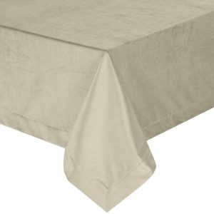 Obrus MELINDA 140×220 Beżowy Welwet z Listwą 725059 Obrus MELINDA 140×220 Beżowy Welwet z Listwą 725059