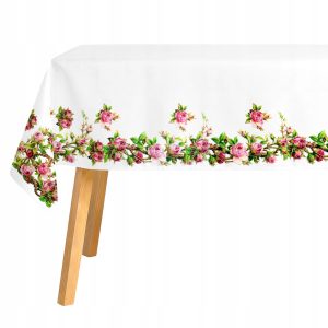 Obrus na stół Wielkanocny Świąteczny 140×200 cm biały Plamoodporny Wiosenny 965421 Obrus na stół Wielkanocny Świąteczny 140×200 cm biały Plamoodporny Wiosenny 965421