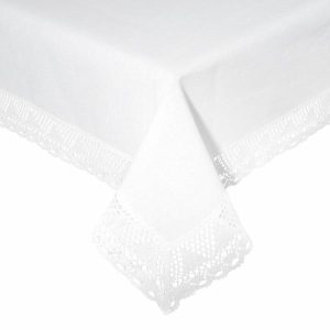 Obrus NATALY bawełniany biały 140×180 cm koronka elegancki 925449 Obrus NATALY bawełniany biały 140×180 cm koronka elegancki 925449