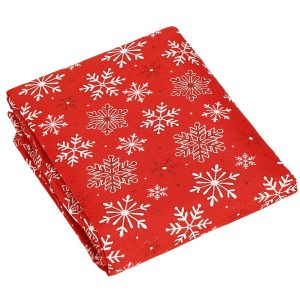 Obrus świąteczny 140 x 220 cm bieżnik na stół czerwony 347592 Obrus świąteczny 140 x 220 cm bieżnik na stół czerwony 347592