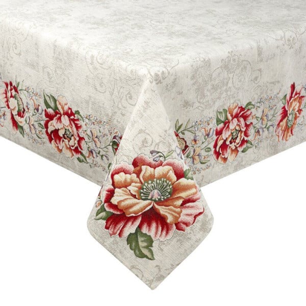 Obrus z gobeliny w kwiaty FLOW 140X180 naturalny 1021245