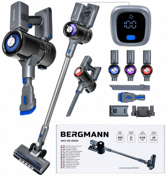 Odkurzacz Pionowy Bezprzewodowy BERGMANN HAX 125 450W 967311