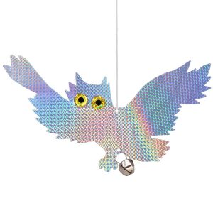 Odstraszacz na ptaki z dzwonkiem, hologram wisząca sowa 394658 Odstraszacz na ptaki z dzwonkiem, hologram wisząca sowa 394658