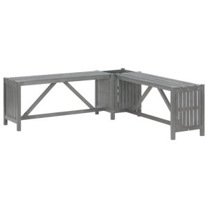 Ogrodowa ławka narożna z donicą, 117 cm, drewno akacjowe, szara 560967 Ogrodowa ławka narożna z donicą, 117 cm, drewno akacjowe, szara 560967