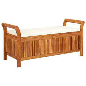 Ogrodowa ławka ze schowkiem i poduszką, 126 cm, drewno akacjowe 560909 Ogrodowa ławka ze schowkiem i poduszką, 126 cm, drewno akacjowe 560909