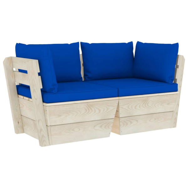 Ogrodowa sofa 2-osobowa z palet, z poduszkami, drewno świerkowe 701289