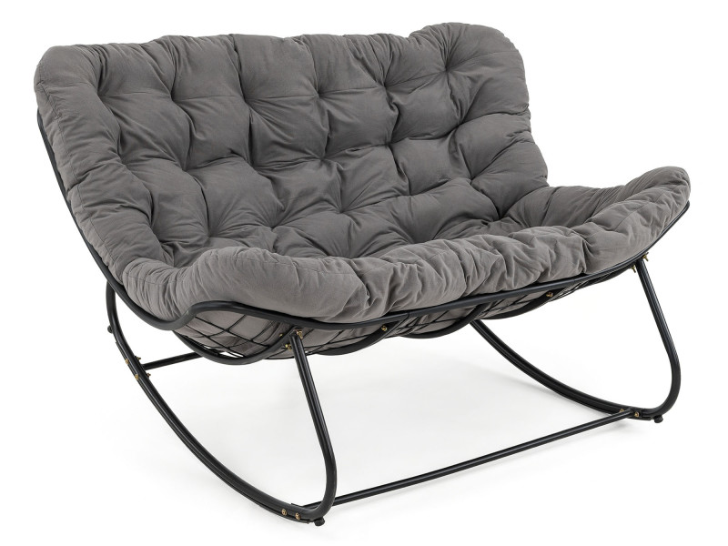 Ogrodowa sofa, fotel 2 osobowy bujany, poduszka szara #219 1063270