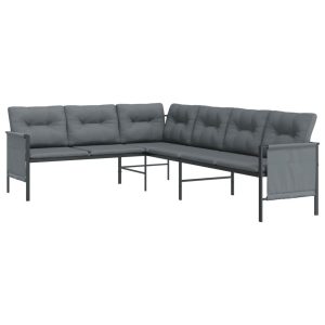 Ogrodowa sofa narożna, antracytowa, stal i textilene 699919 Ogrodowa sofa narożna, antracytowa, stal i textilene 699919