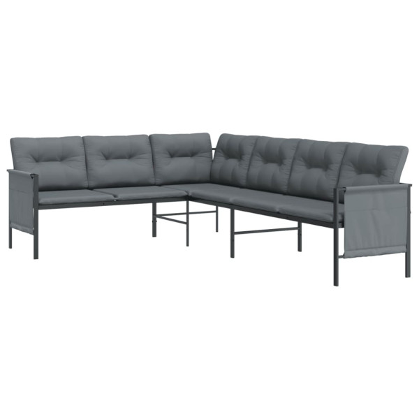 Ogrodowa sofa narożna, antracytowa, stal i textilene 699919