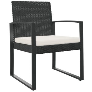 Ogrodowe krzesła stołowe 2 szt. czarne rattan PP 941350 Ogrodowe krzesła stołowe 2 szt. czarne rattan PP 941350