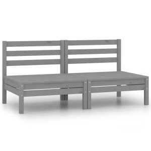 Ogrodowe siedziska środkowe, 2 szt., szare, lite drewno sosnowe 698642 Ogrodowe siedziska środkowe, 2 szt., szare, lite drewno sosnowe 698642
