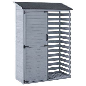 Ogrodowy domek narzędziowy drewno jodłowe asfaltowy dach szary 793541 Ogrodowy domek narzędziowy drewno jodłowe asfaltowy dach szary 793541