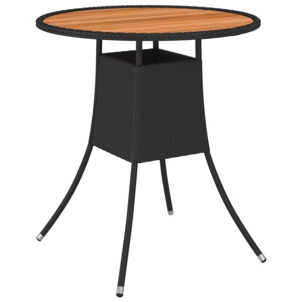 Ogrodowy stolik jadalniany, czarny, Ø 70 cm, rattan PE i akacja 630569