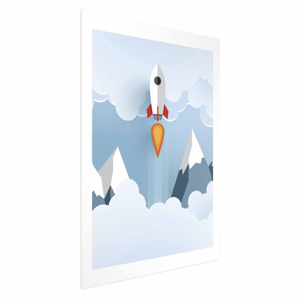 Plakat Rakieta w chmurach 21x30 cm 582444