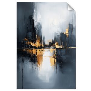 Plakat samoprzylepny do salonu Feeby Abstrakcja Złoty Szary Czarny 40×60 732990 Plakat samoprzylepny do salonu Feeby Abstrakcja Złoty Szary Czarny 40×60 732990