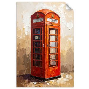 Plakat samoprzylepny do salonu Feeby Londyn Budka telefoniczna w beżu 30×45 732891