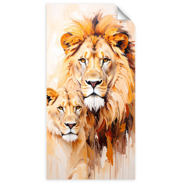 Plakat samoprzylepny do salonu Feeby Lwy Para Zwierzęta Natura 100x200 733658