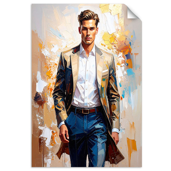 Plakat samoprzylepny do salonu Feeby Mężczyzna na pokazie mody 90x130 733988