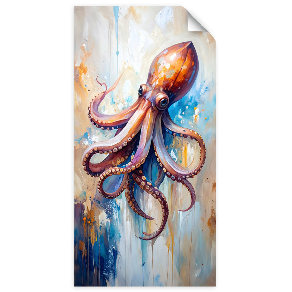 Plakat samoprzylepny do salonu Feeby Ośmiornica Owocze morza 80x160 732913