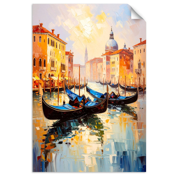 Plakat samoprzylepny do salonu Feeby Wenecja Miasto Gondole Włochy 20x30 733354