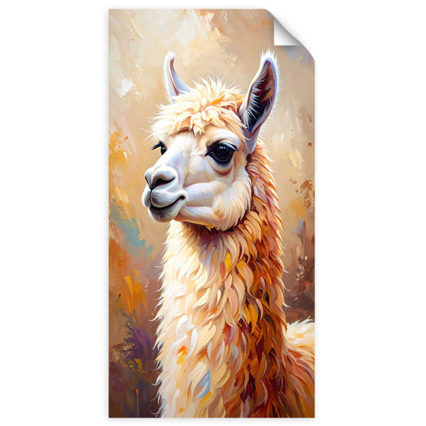Plakat samoprzylepny do salonu sypialni Feeby Lama Zwierzę 50x100 733215