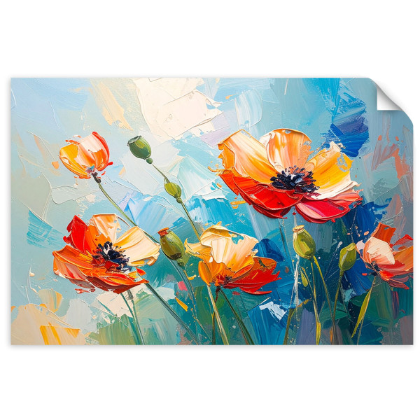 Plakat samoprzylepny Feeby Czerwone Maki Kwiaty 150x100 733534