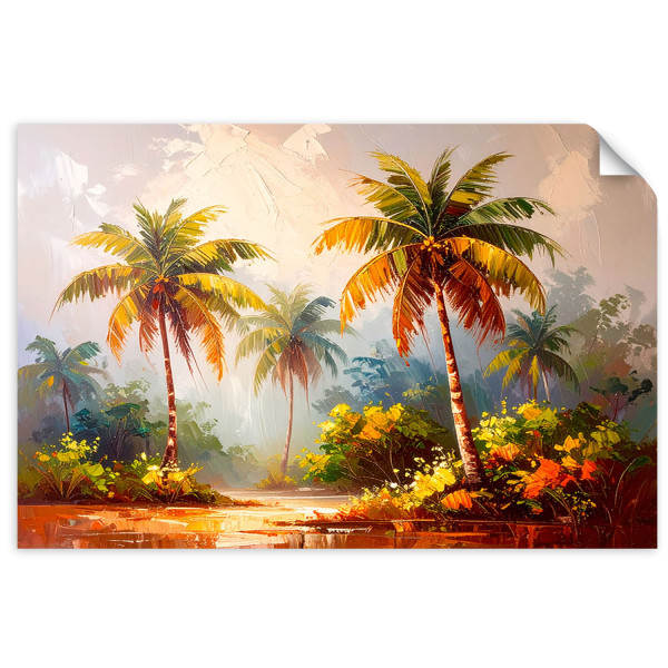 Plakat samoprzylepny Feeby Drzewa palmowe dżungla imitacja farby 100x70 733458