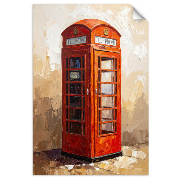 Plakat samoprzylepny Feeby Londyn Budka telefoniczna w beżu 100x150 734774