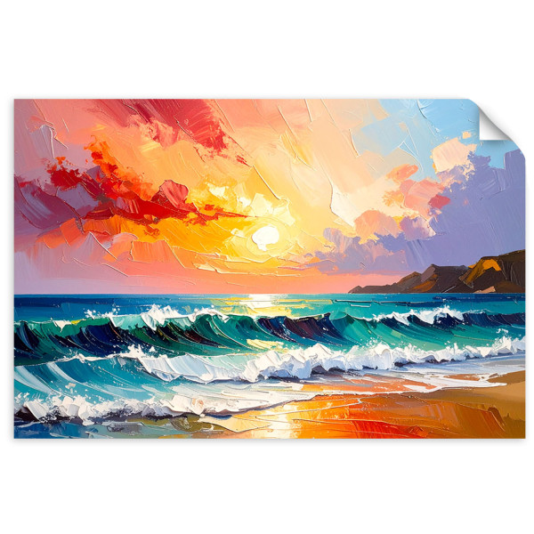 Plakat samoprzylepny Feeby Plaża Morze Fale Pejzaż jak malowany 45x30 732852