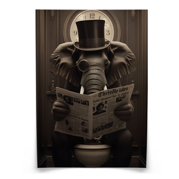 Plakat Słoń w toalecie 30x40cm 991923
