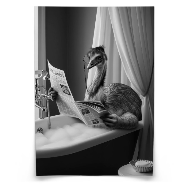 Plakat Struś w wannie 30x40cm 991888