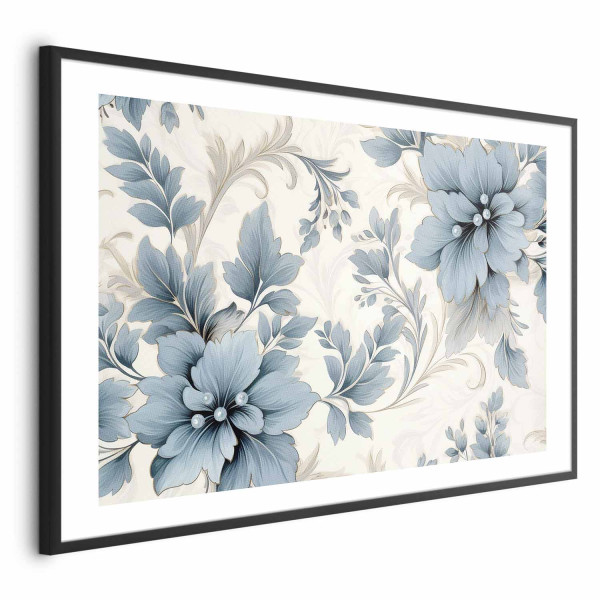 Plakat Turkusowe retro kwiaty 30x21 cm 587015